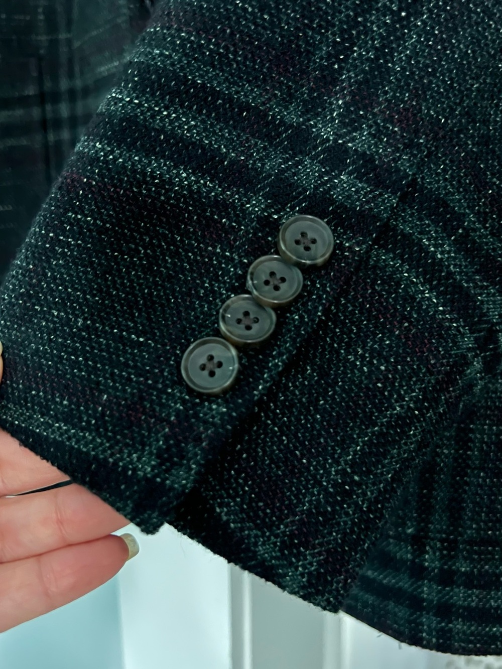Paul Betenly Layton Sport Coat Men's Charcoal Jade Green Windowpane Blazer 42R - Picture 14 of 15